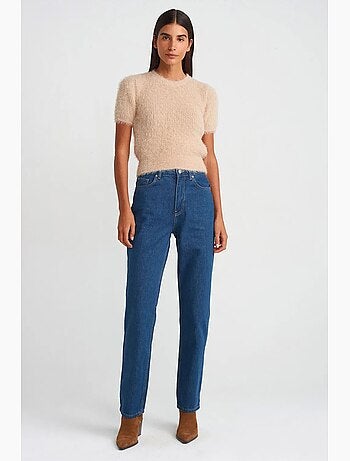Jean droit taille haute en coton dilvin