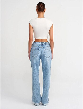 Jean droit taille haute en denim de coton dilvin