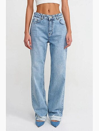 Jean droit taille haute en denim de coton dilvin