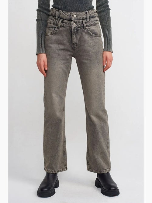 Jean droit taille haute en denim de coton dilvin - Kiabi Jean droit taille haute en denim de coton dilvin - Kiabi