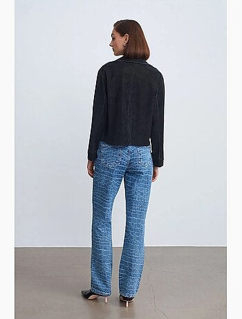 Jean droit taille haute texturé dilvin