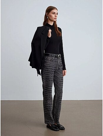 Jean droit taille haute texturé dilvin