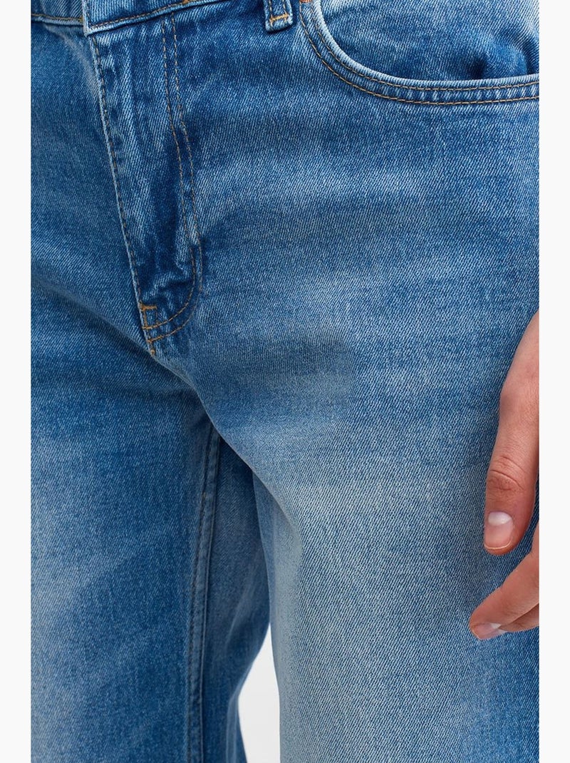 Jean droit taille mi-haute dilvin Bleu saphir - Kiabi