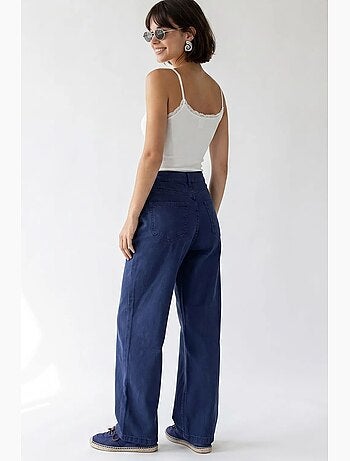 Jean en coton taille haute à jambe large mixray