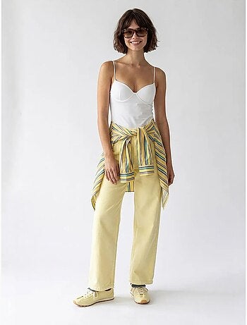 Jean en coton taille haute à jambe large mixray