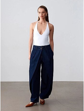 Jean en denim à taille haute et jambe large dilvin