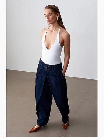 Jean en denim à taille haute et jambe large dilvin