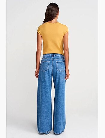 Jean en denim à taille haute et jambe large dilvin