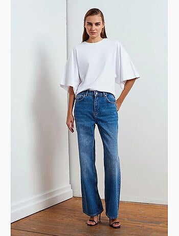 Jean en denim à taille haute et jambe large dilvin