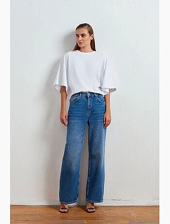 Jean en denim à taille haute et jambe large dilvin
