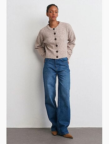 Jean en denim à taille mi-haute et jambe évasée dilvin