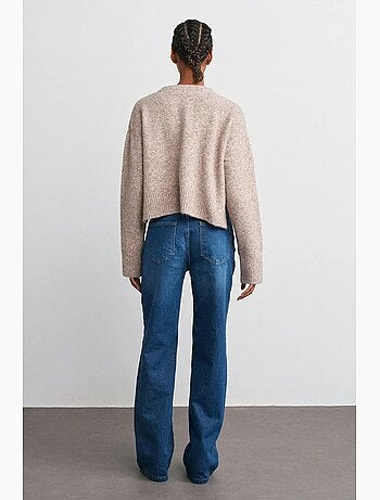 Jean en denim à taille mi-haute et jambe évasée dilvin