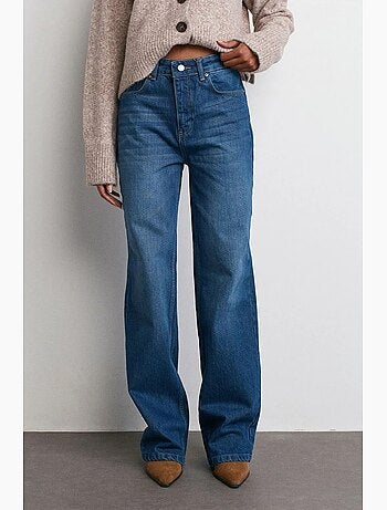 Jean en denim à taille mi-haute et jambe évasée dilvin