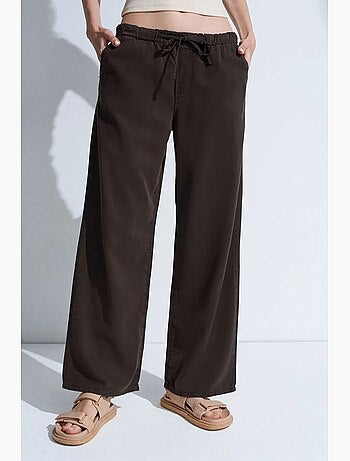 Jean en denim à taille mi-haute et jambe large dilvin
