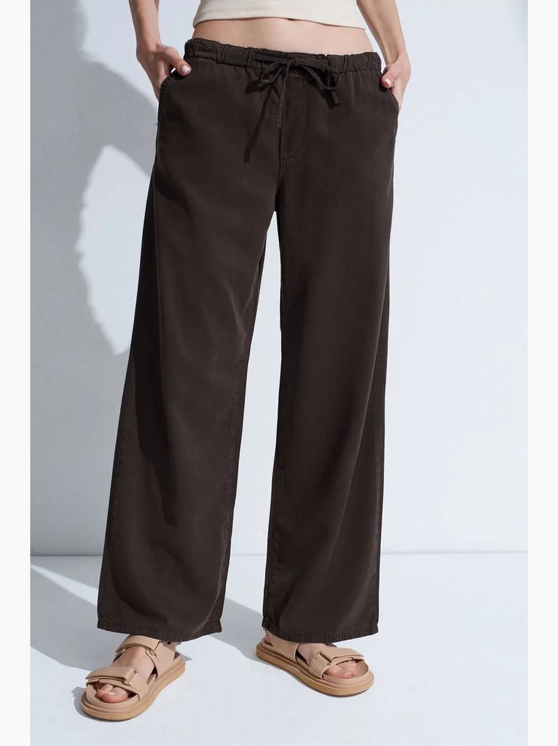 Jean en denim à taille mi-haute et jambe large dilvin Gris Noir - Kiabi
