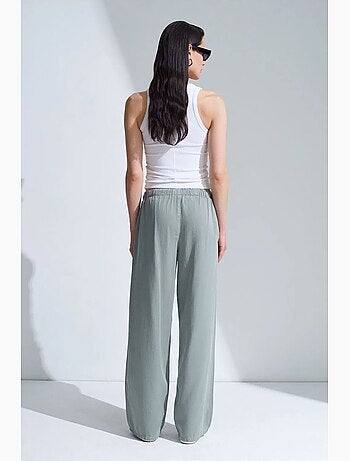 Jean en denim à taille mi-haute et jambe large dilvin
