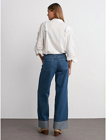 Jean en denim coton à taille haute et jambe large dilvin