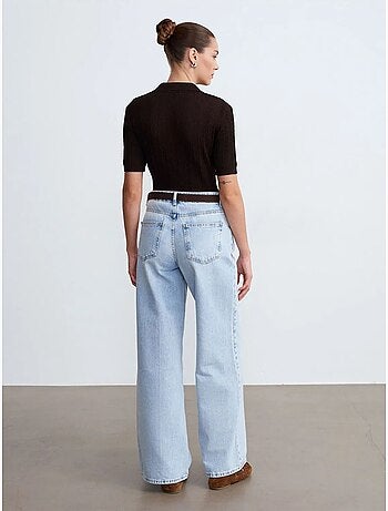 Jean en denim de coton à taille haute et jambe large dilvin