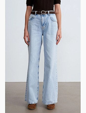 Jean en denim de coton à taille haute et jambe large dilvin