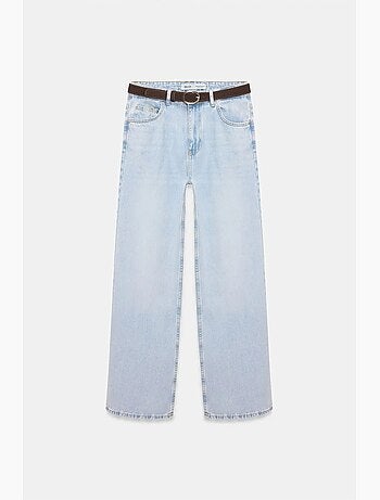 Jean en denim de coton à taille haute et jambe large dilvin