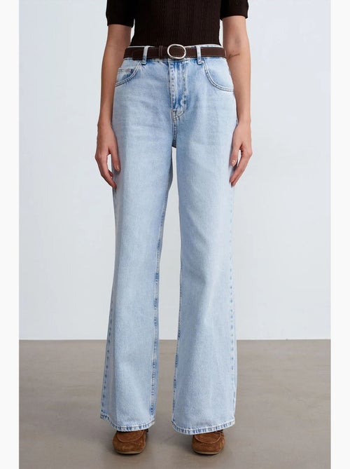 Jean en denim de coton à taille haute et jambe large dilvin - Kiabi Jean en denim de coton à taille haute et jambe large dilvin - Kiabi