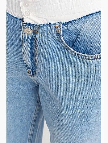 Jean en denim de coton à taille haute et jambe large dilvin