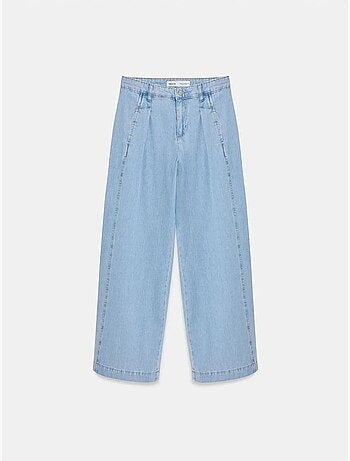 Jean en denim de coton à taille haute et jambe large dilvin