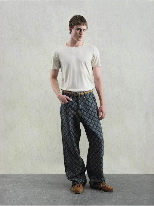 Jean en denim imprimé coupe ample pour homme giesto - Kiabi Jean en denim imprimé coupe ample pour homme giesto - Kiabi