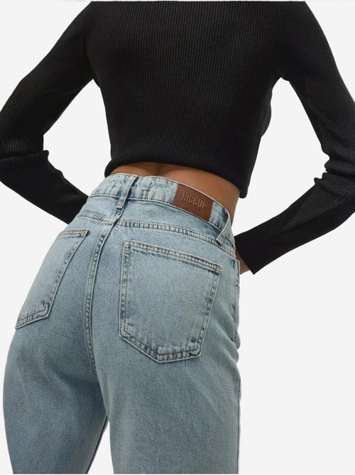Jean en denim taille haute à jambe droite hiccup - Kiabi Jean en denim taille haute à jambe droite hiccup - Kiabi