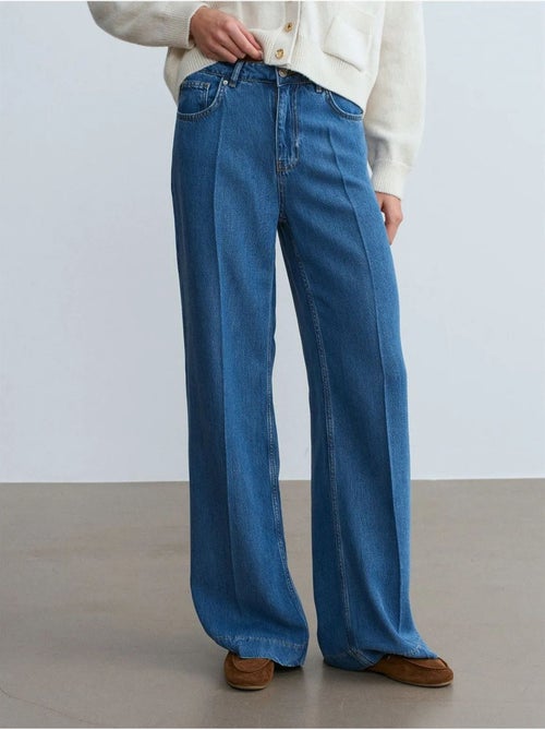 Jean en tencel à taille haute et jambe large dilvin - Kiabi