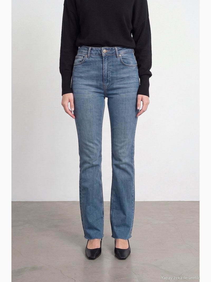 Jean femme coupe droite dilvin Bleu saphir - Kiabi