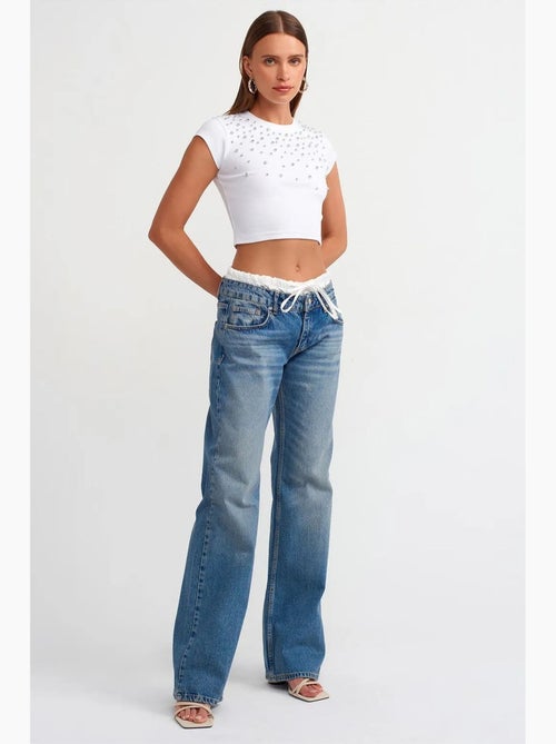 Jean femme coupe droite, taille mi-haute dilvin - Kiabi Jean femme coupe droite, taille mi-haute dilvin - Kiabi