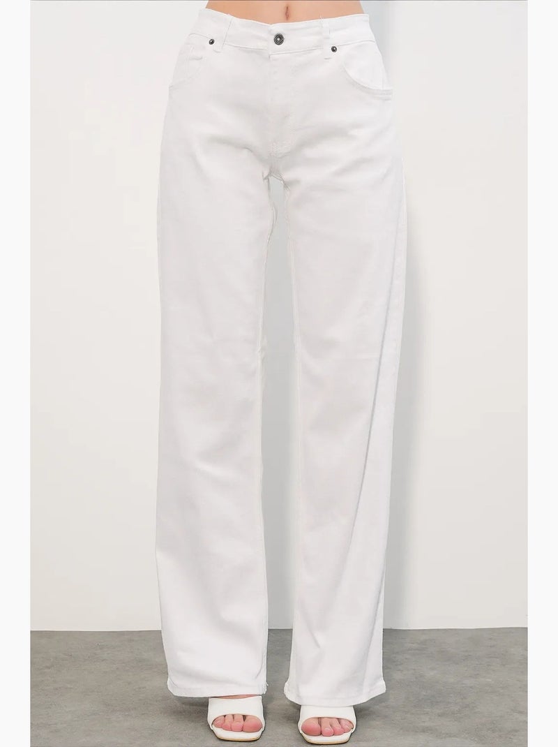 Jean femme en coton bdart Blanc - Kiabi