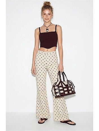 Jean femme évasé à taille mi-haute et pois lucci