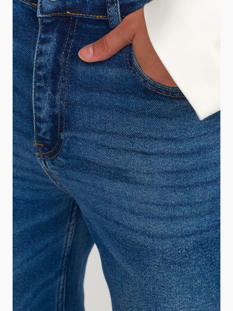 Jean femme slim droit taille haute dilvin Indigo - Kiabi