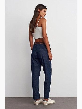 Jean femme taille haute à jambe droite dilvin