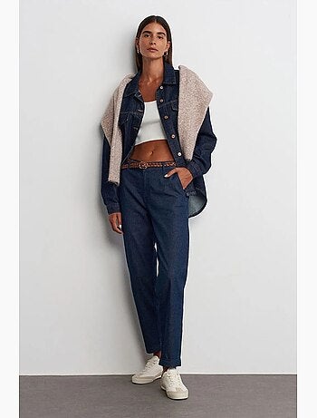 Jean femme taille haute à jambe droite dilvin
