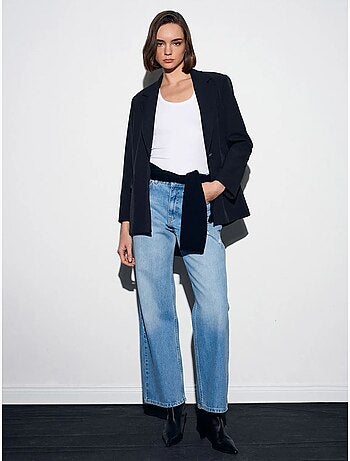 Jean femme taille haute à jambe droite dilvin