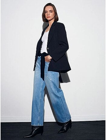 Jean femme taille haute à jambe droite dilvin
