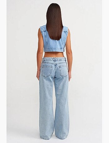 Jean femme taille haute à jambe large dilvin
