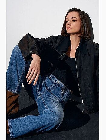 Jean femme taille haute à jambe large dilvin