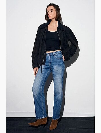 Jean femme taille haute à jambe large dilvin