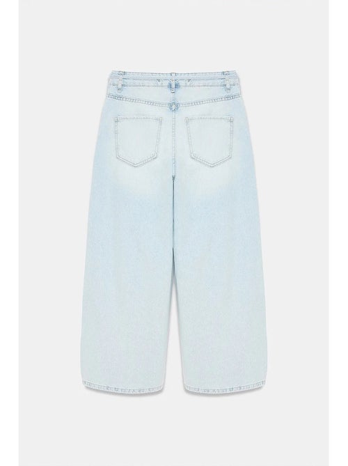 Jean femme taille haute, jambe large, longueur capri, dentelle dilvin - Kiabi Jean femme taille haute, jambe large, longueur capri, dentelle dilvin - Kiabi