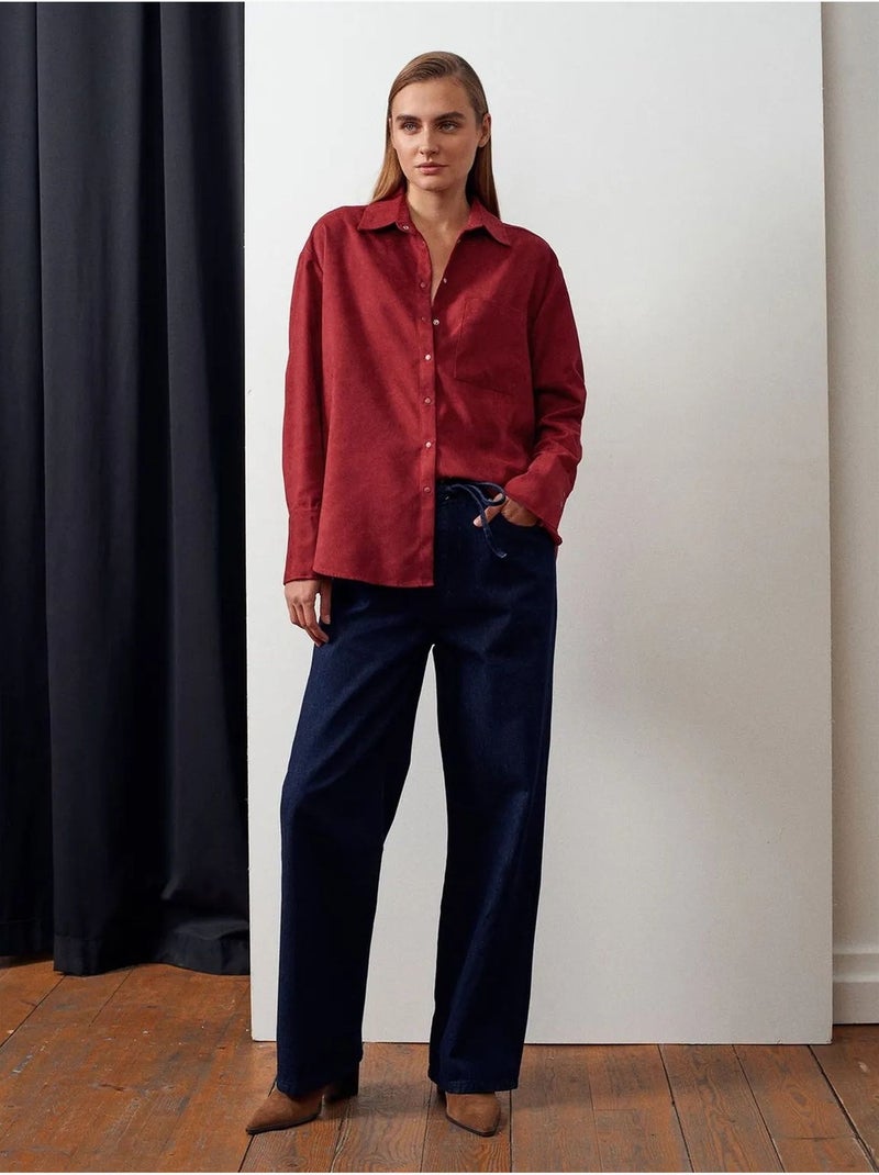 Jean femme taille mi-haute à jambe droite dilvin Bleu outremer - Kiabi