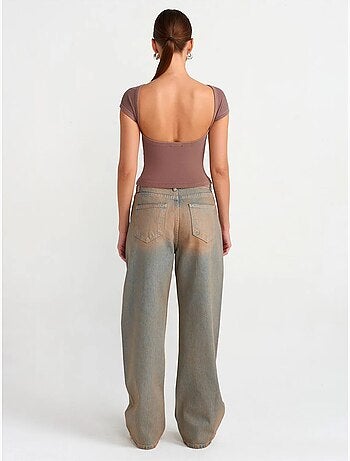 Jean femme taille mi-haute à jambe large dilvin