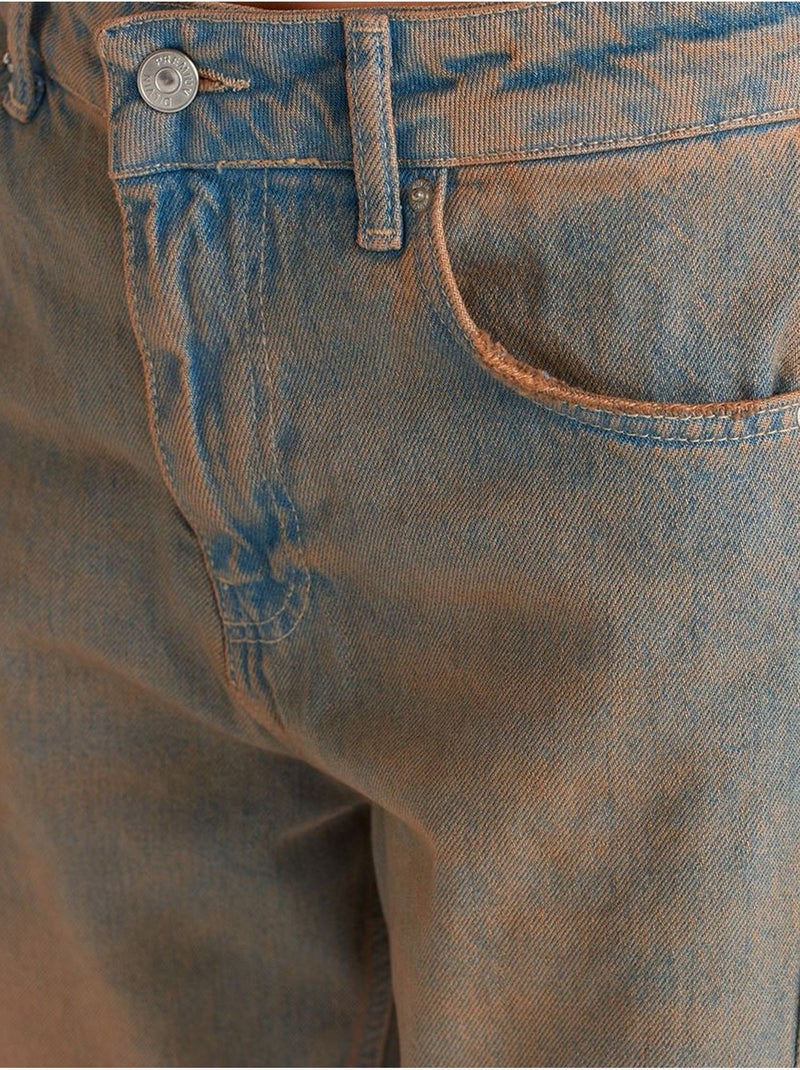Jean femme taille mi-haute à jambe large dilvin Bleu saphir - Kiabi