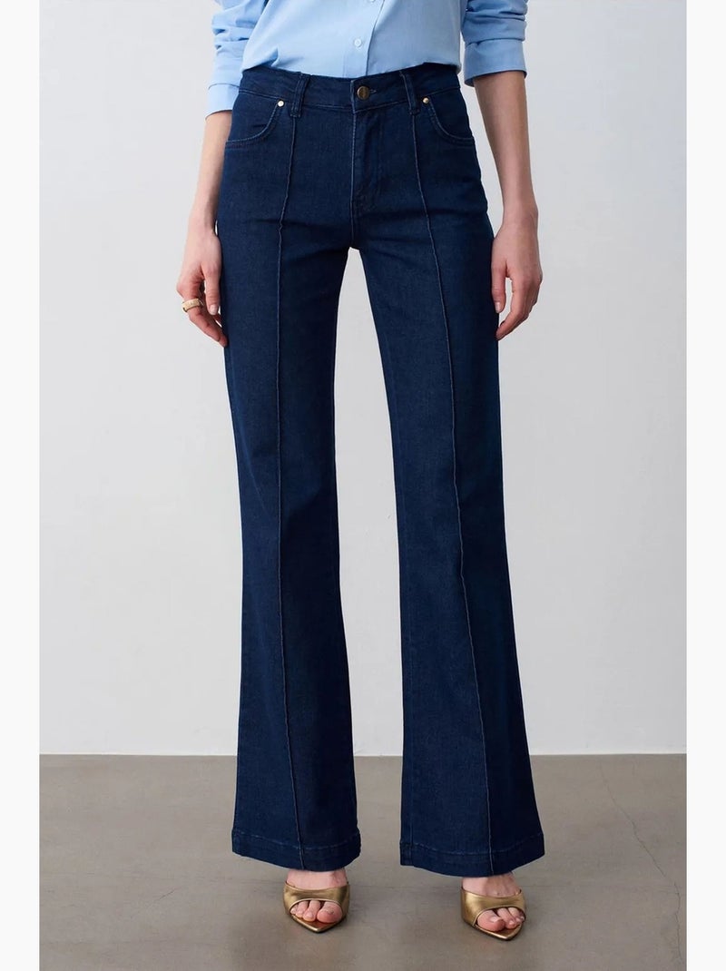 Jean flare taille haute dilvin Bleu outremer - Kiabi