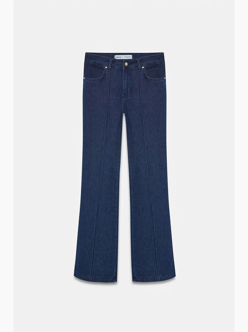 Jean flare taille haute dilvin Bleu outremer - Kiabi