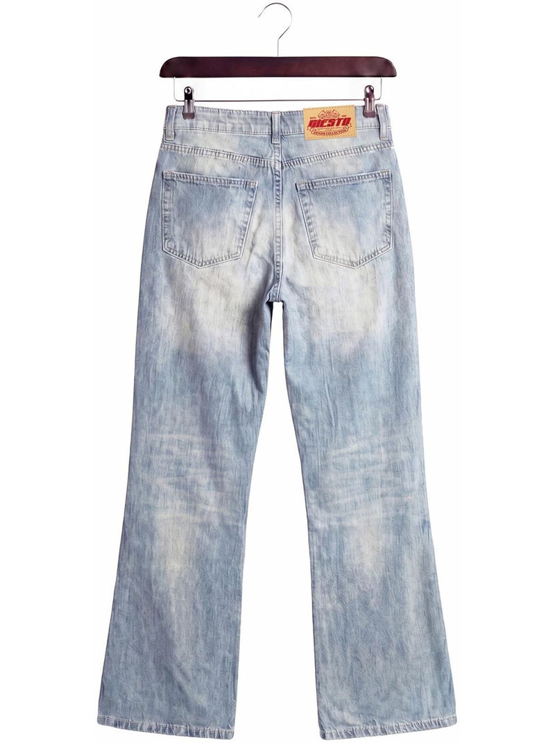 Jean homme à taille mi-haute et coupe évasée giesto Bleu clair - Kiabi