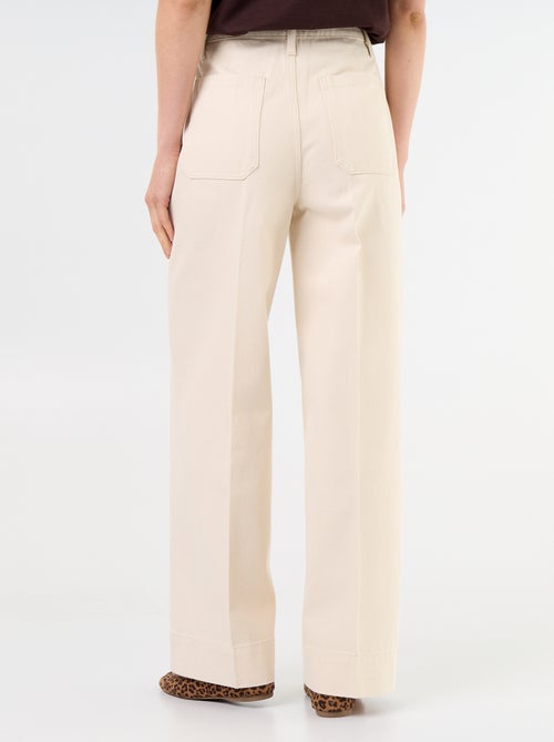 Jean large à taille haute avec poches plaquées - Kiabi
